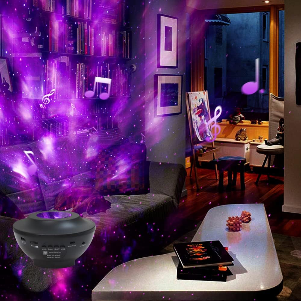 Star Night Light Projector with LED Galaxy Ocean Wave Nebula Starlight Projector with Bluetooth Music Speaker,Timer for Baby Bedroom,Game Room,Party,Birthday,Night Light Ambiance,Decoration