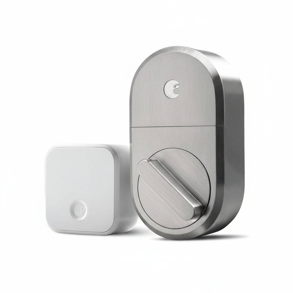 Smart Lock + Connect Wi-Fi Bridge, Satin Nickel, Works with Alexa, Keyless Home Entry from Anywhere