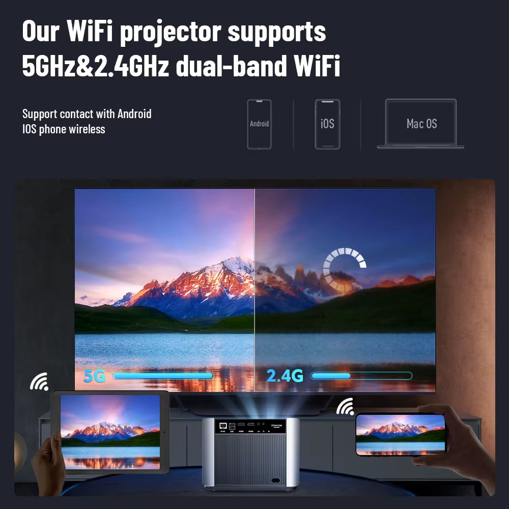 Full HD 1080P Projector TDA6W Auto Focus Smart Android WIFI LCD LED Video Home Theater Portable Projector Home Theater