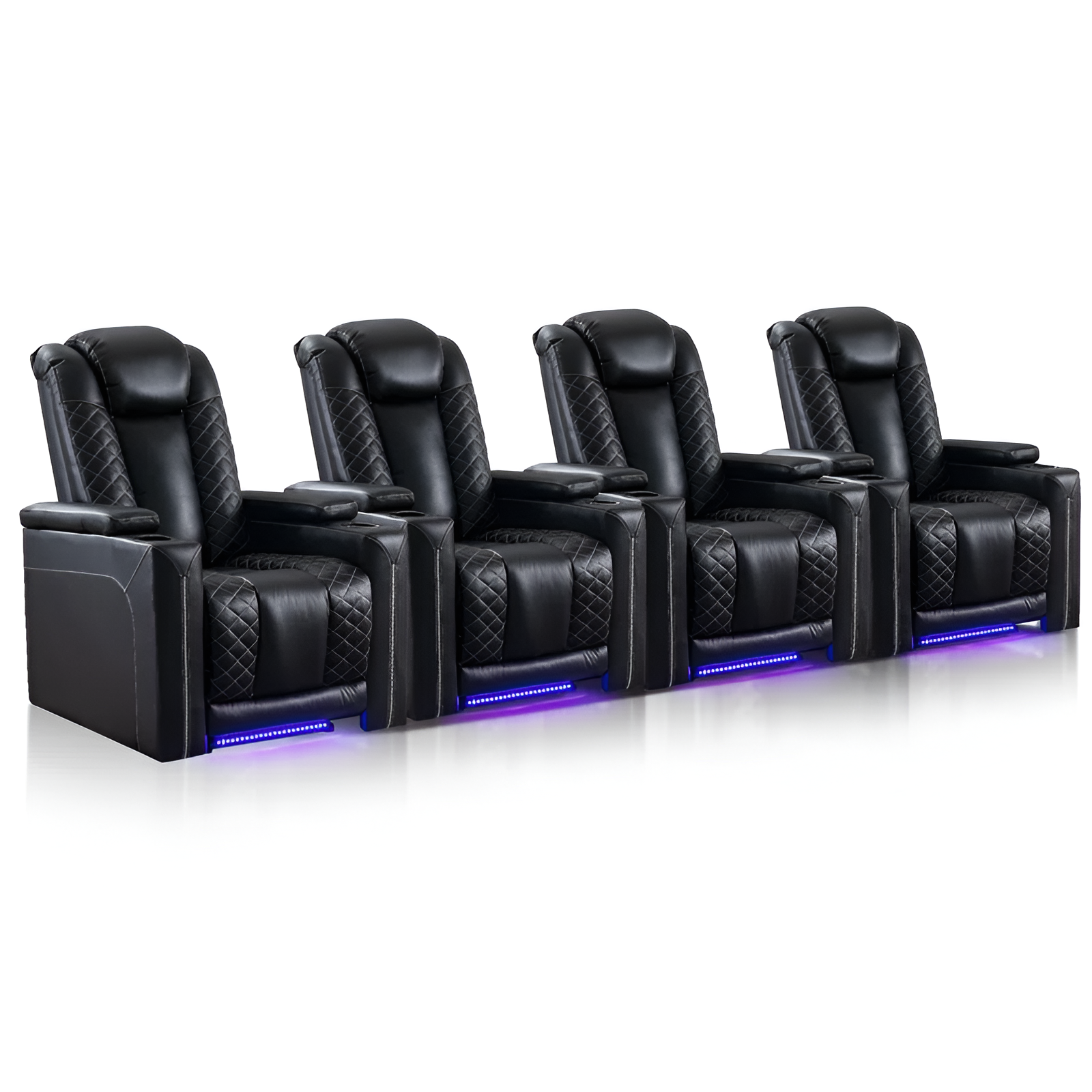 35.4'' Wide Modern Faux Leather Power Recliner Home Theater Individual Seat with Cup Holders