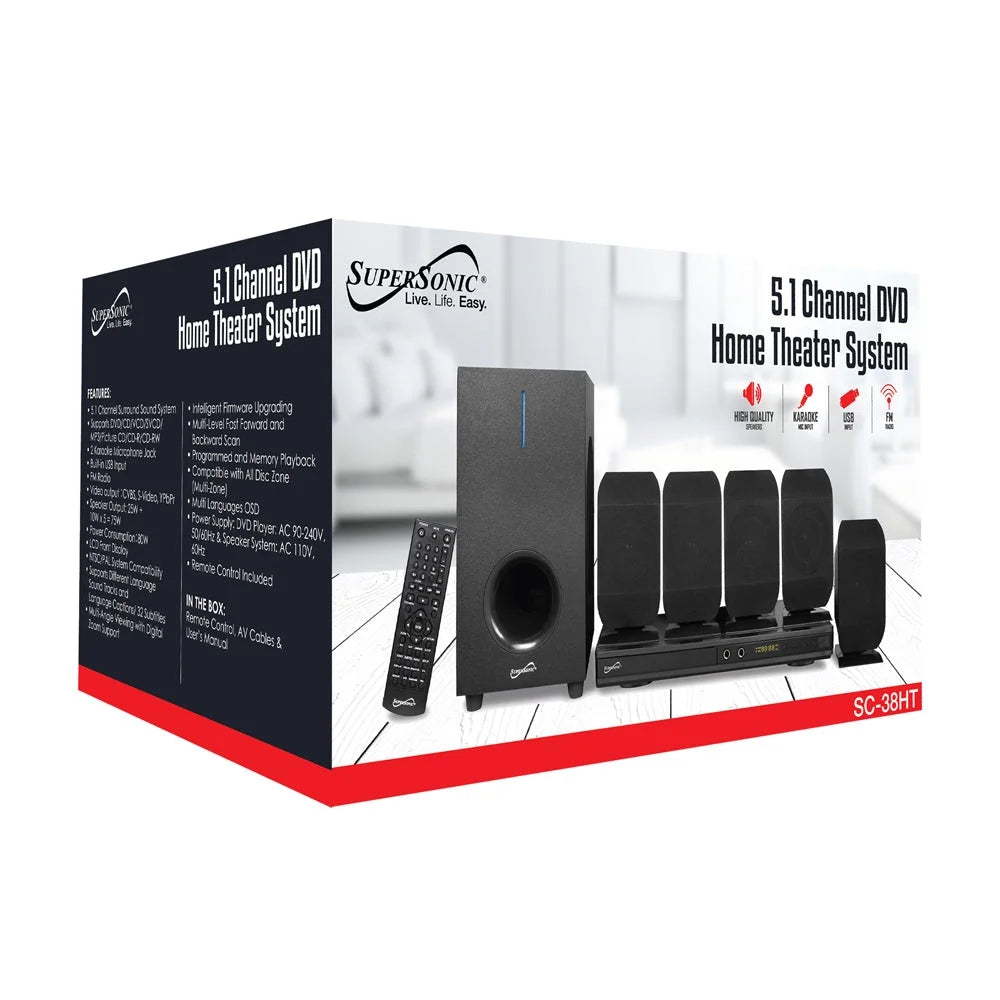5.1 Home Theater Systems, Black, 53.68 Lb