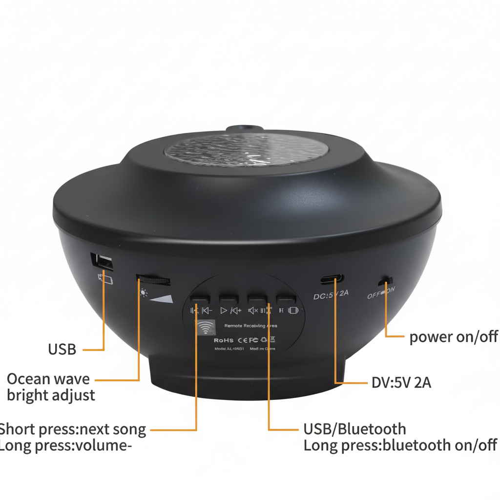 Star Night Light Projector with LED Galaxy Ocean Wave Nebula Starlight Projector with Bluetooth Music Speaker,Timer for Baby Bedroom,Game Room,Party,Birthday,Night Light Ambiance,Decoration